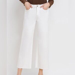 VERVET High Rise Crop Wide Leg Denim in White